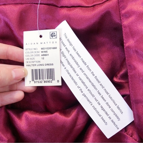 Aidan Mattox • Wine Ruffle Gown formal evening bridesmaid dress red maroon - Picture 5 of 12